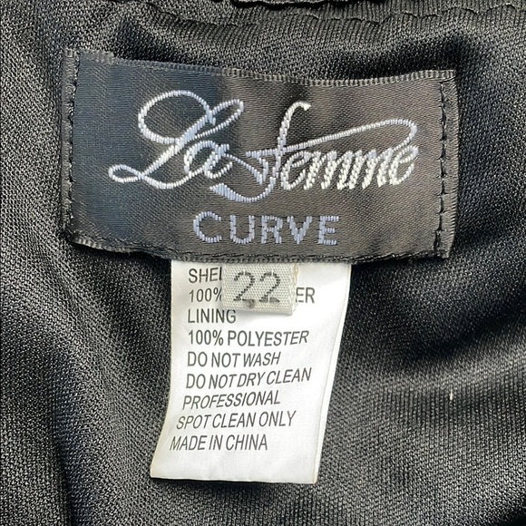 New La Femme Curve Off the Shoulder Jersey Ruched Long Dress Black Plus Size 22 - Picture 8 of 11